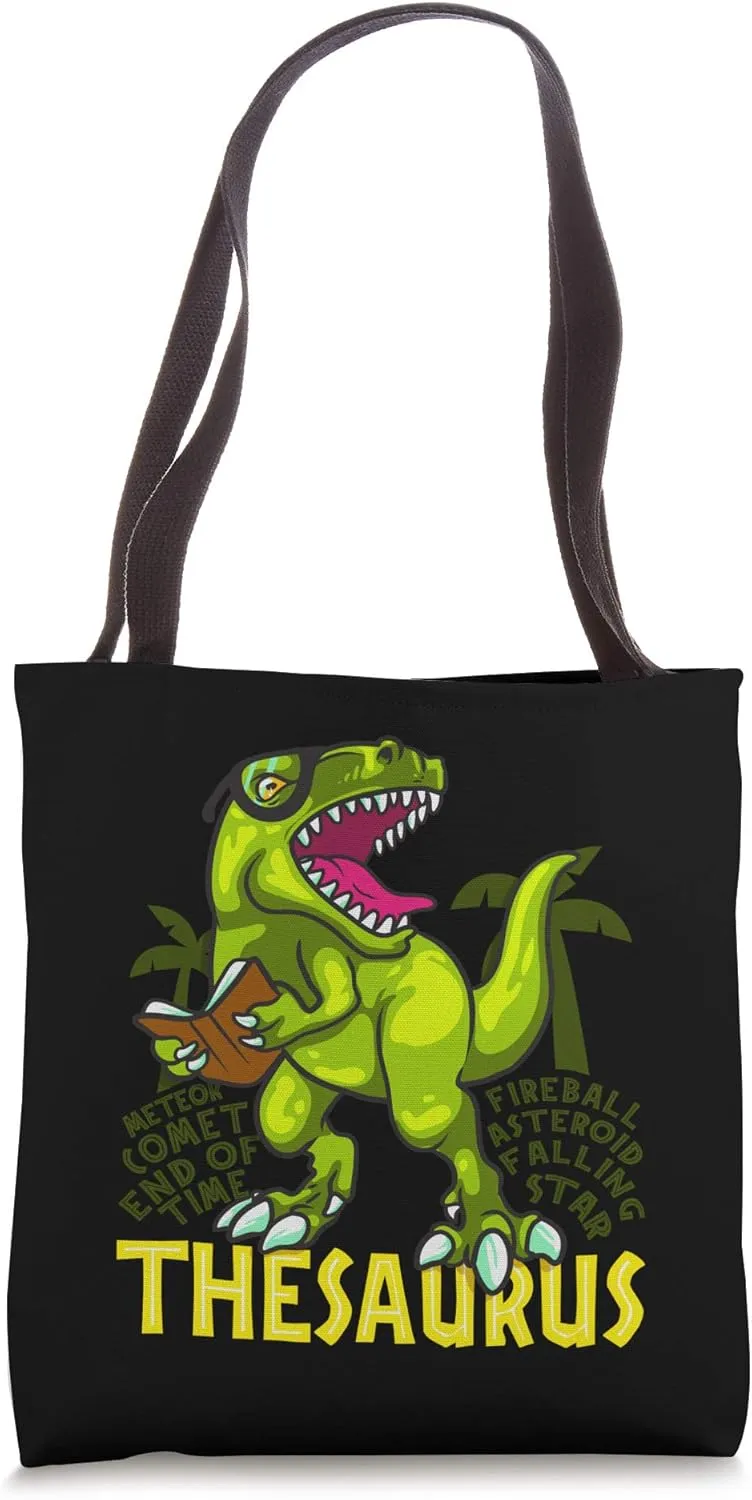 Funny Nerd Gift - T Rex Thesaurus Synonym Dinosaur Tote Bag