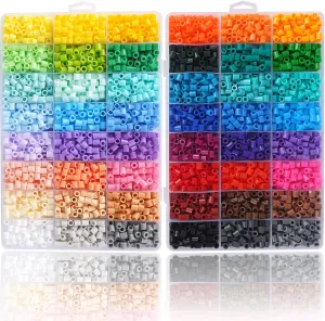 Fuse Beads 9600 Pieces Melty Beads in 48 Colors, 5mm Iron Beads Compatible Perler Beads Hama Beads for Art Crafts