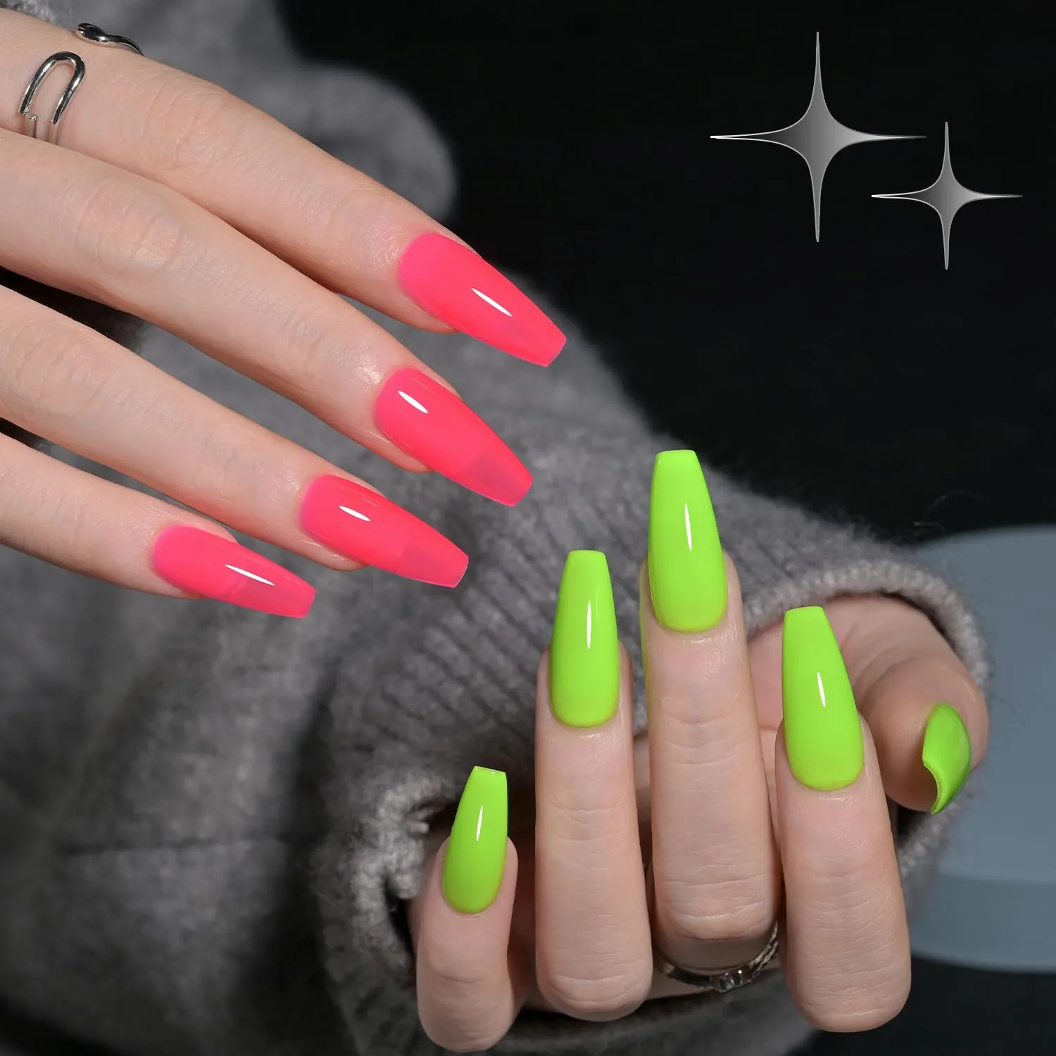 GAOY 23 Pcs Gel Nail Polish Kit, Bright Neon Rainbow Colors UV Gel Nail Polish Set with Glossy & Matte Top Coat and Base Coat for Nail Art DIY Kit