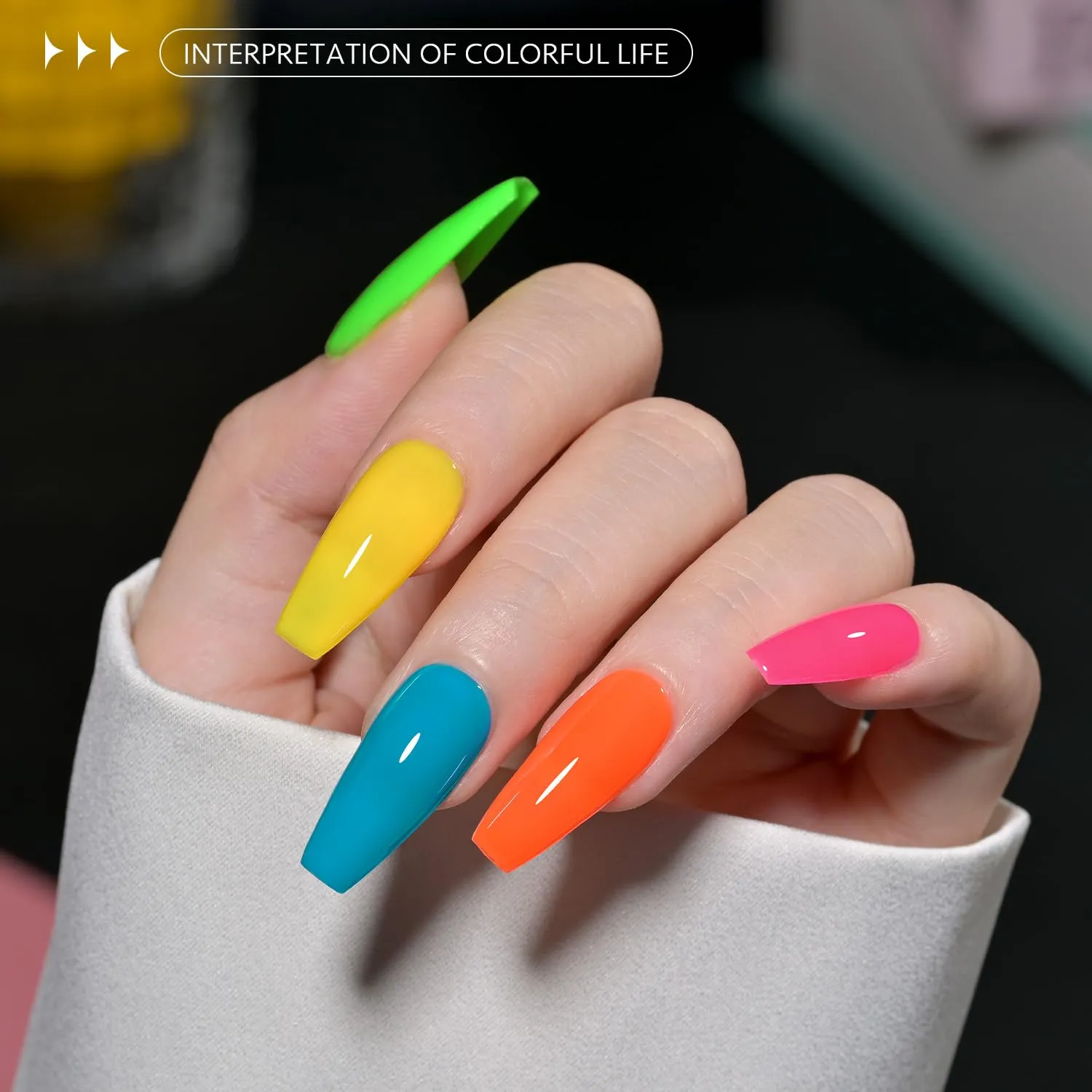 GAOY 23 Pcs Gel Nail Polish Kit, Bright Neon Rainbow Colors UV Gel Nail Polish Set with Glossy & Matte Top Coat and Base Coat for Nail Art DIY Kit