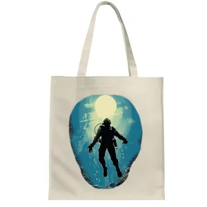 Gifting Fun Underwater Adventure With Scuba Gear For Swimmers White Multicolor Canvas Tote Bag
