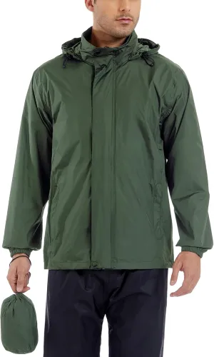 GIISAM Men’s Rain Jacket with Hood Lightweight Rain Coats Waterproof Raincoat Packable Windbreaker for Hiking Cycling