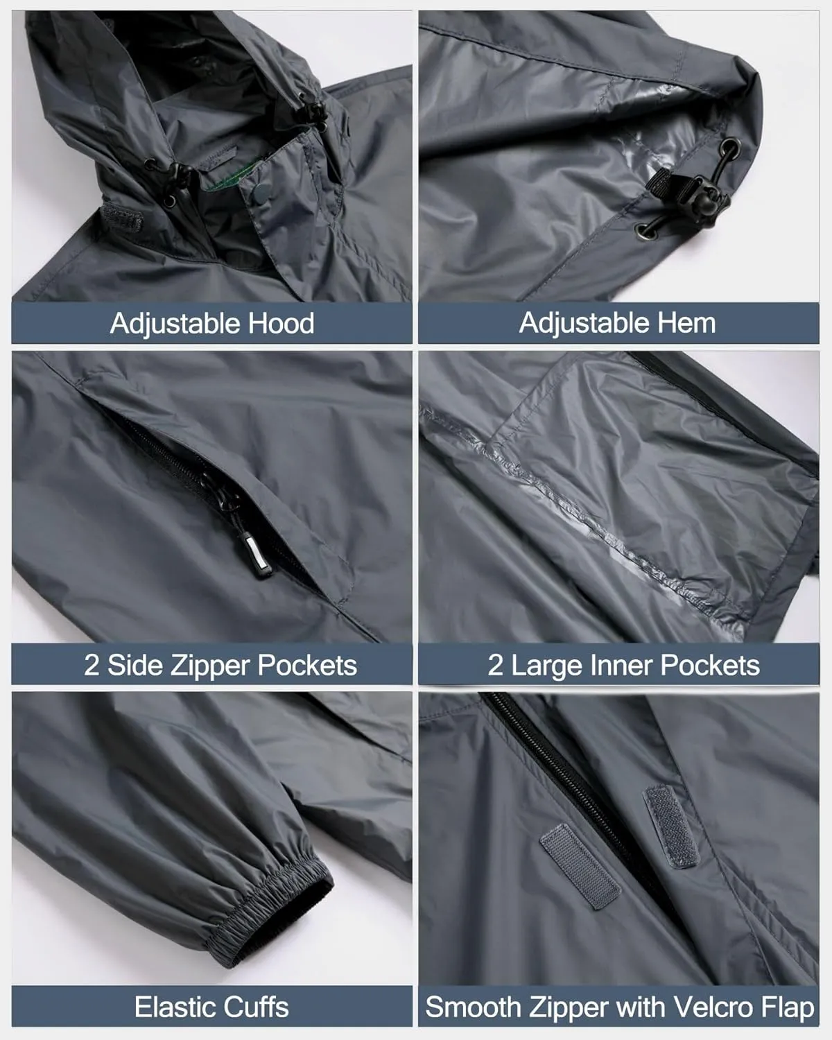 GIISAM Men’s Rain Jacket with Hood Lightweight Rain Coats Waterproof Raincoat Packable Windbreaker for Hiking Cycling
