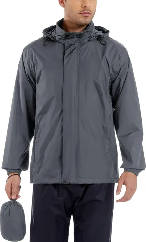 GIISAM Men’s Rain Jacket with Hood Lightweight Rain Coats Waterproof Raincoat Packable Windbreaker for Hiking Cycling