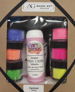 GLITTER KIT BASIC -CARNIVAL 1/4 OZ. JARS