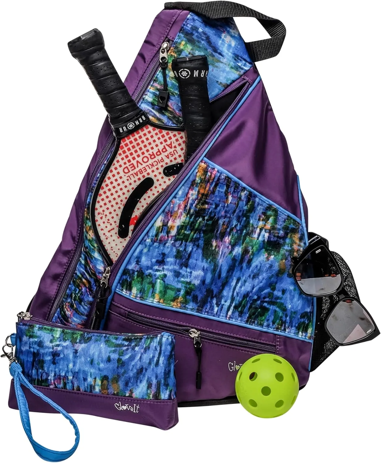 Glove It Sling Bag - 19 in x 13 in. Pickle Ball Bag w/Adjustable Strap, Clip-On Shoe Bag Included, Functional Pickleball Bag.