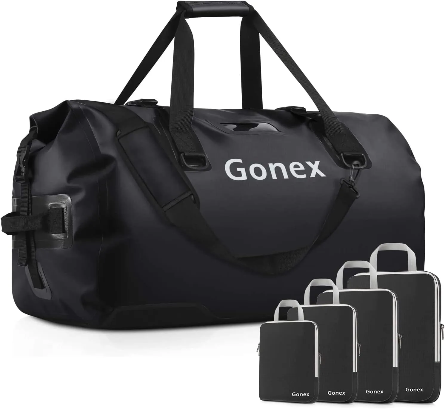 Gonex 60L 80L Large Waterproof Duffle with Packing Cubes