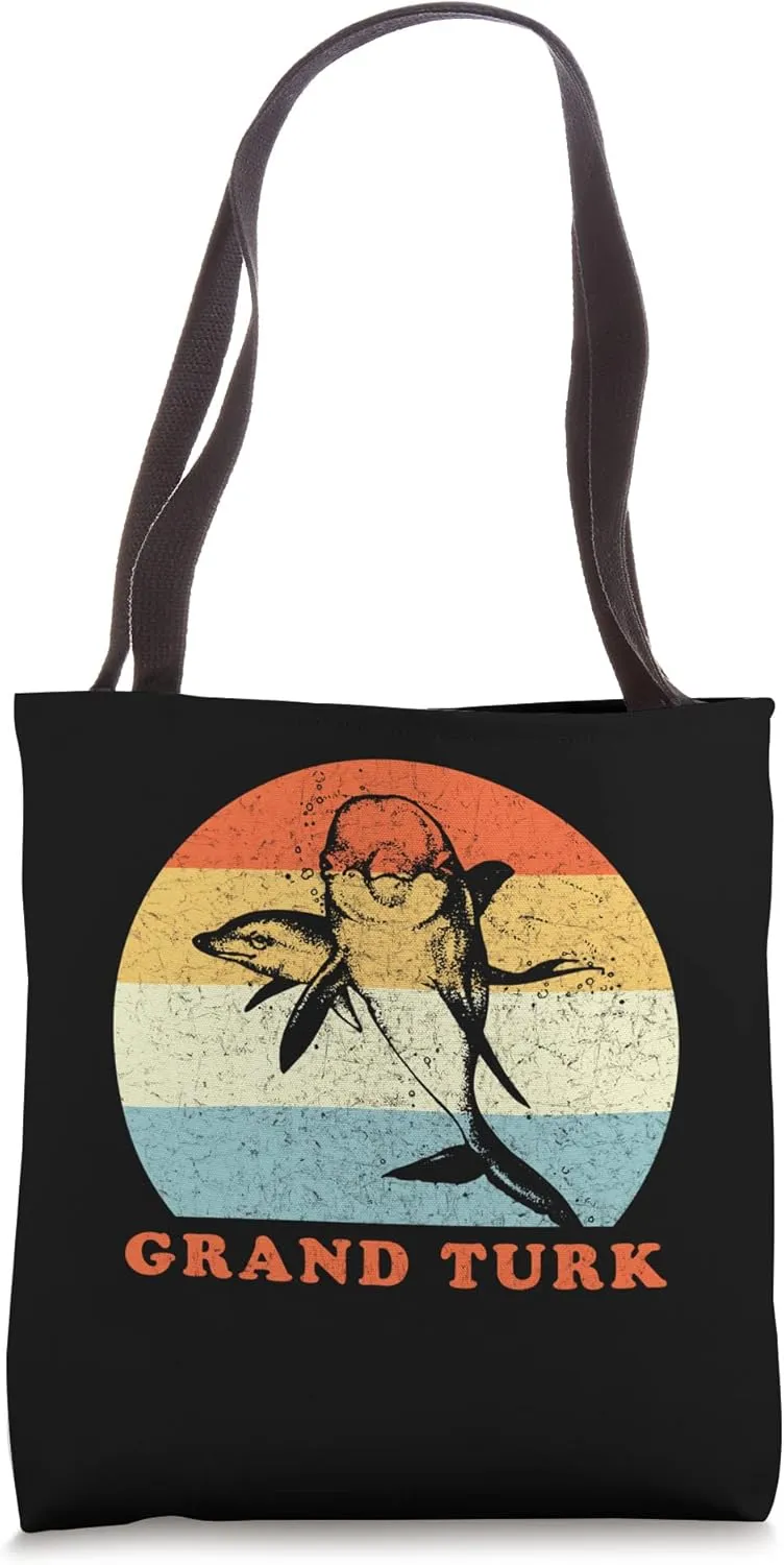 Grand Turk, Turks & Caicos Vintage Dolphin Porpoise Vacation Tote Bag