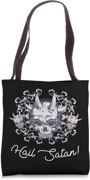Hail Satan Cult Leader Skull Evil Gothic Tote Bag