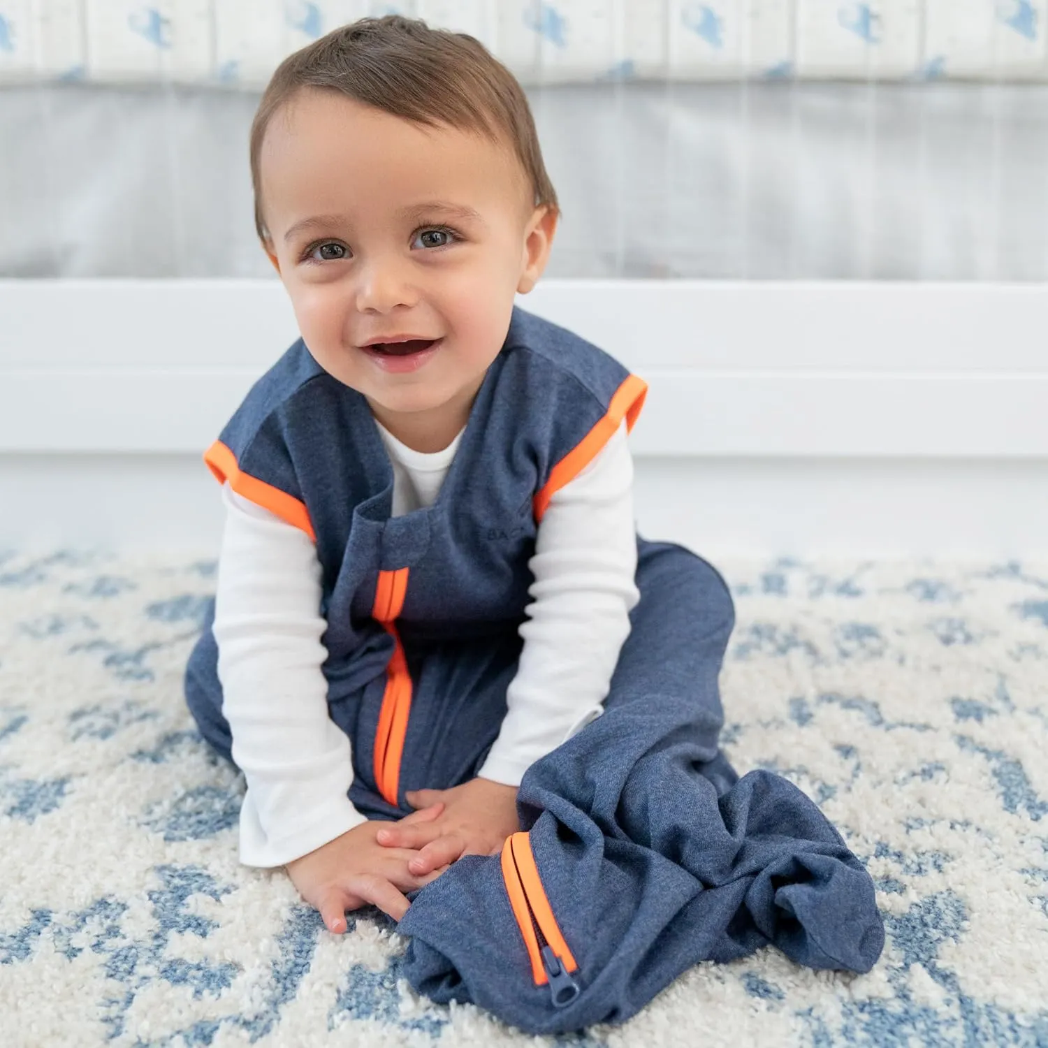HALO Sleepsack Ideal Temp, Baby Wearable Blanket, TOG 1.0, Navy/Orange, Large