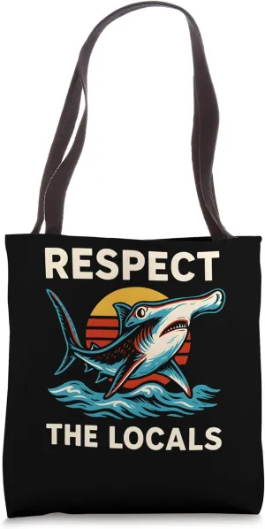 Hammerhead Shark Respect the Locals Vintage Ocean Tote Bag