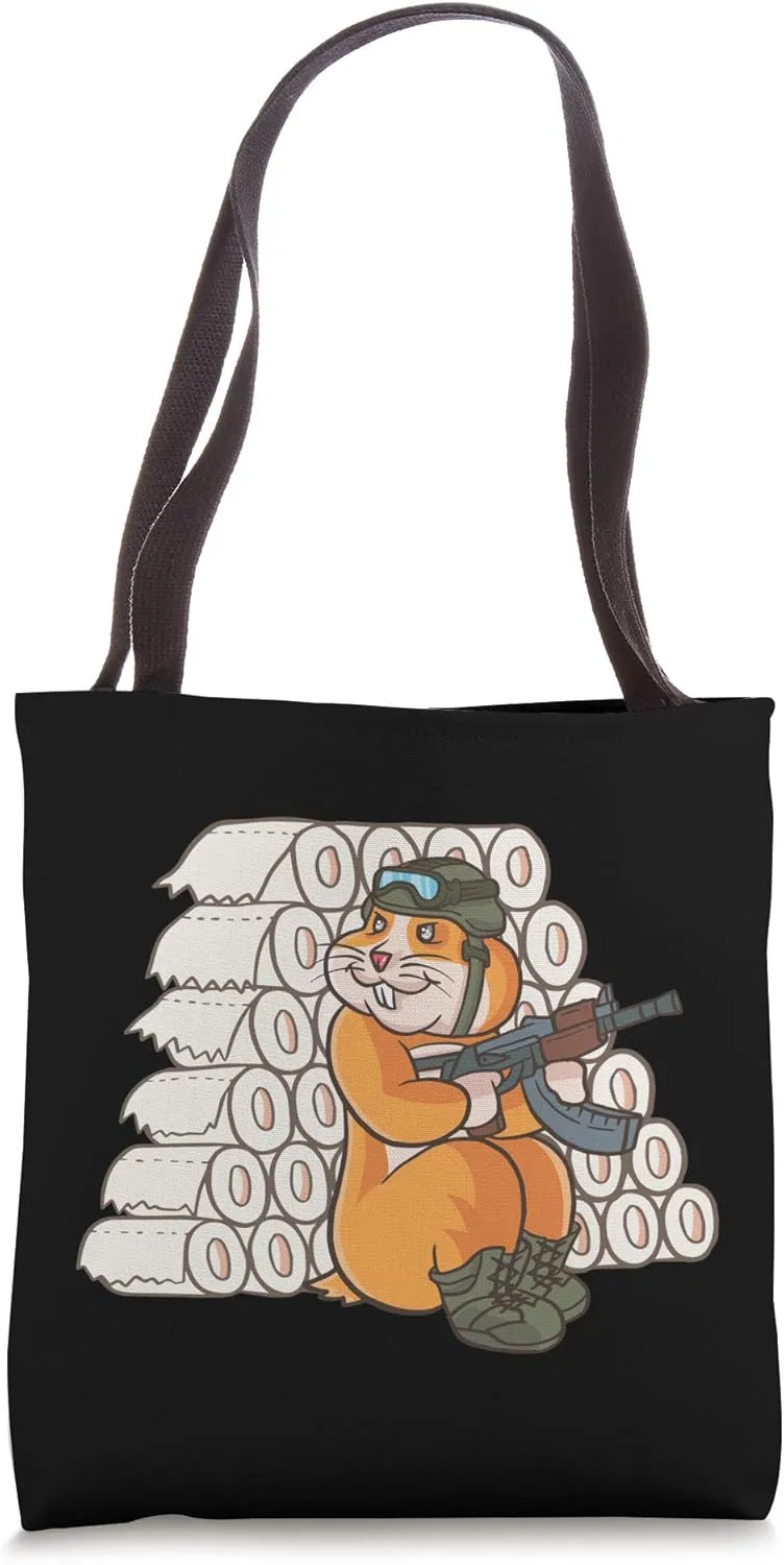 Hamster Hoarding Toilet Paper Funny TP Shortage Rodent Pet Tote Bag