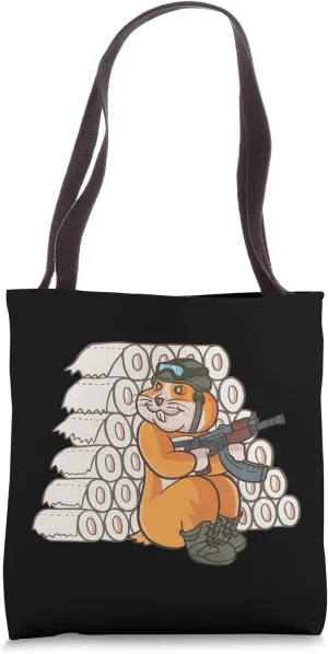 Hamster Hoarding Toilet Paper Funny TP Shortage Rodent Pet Tote Bag