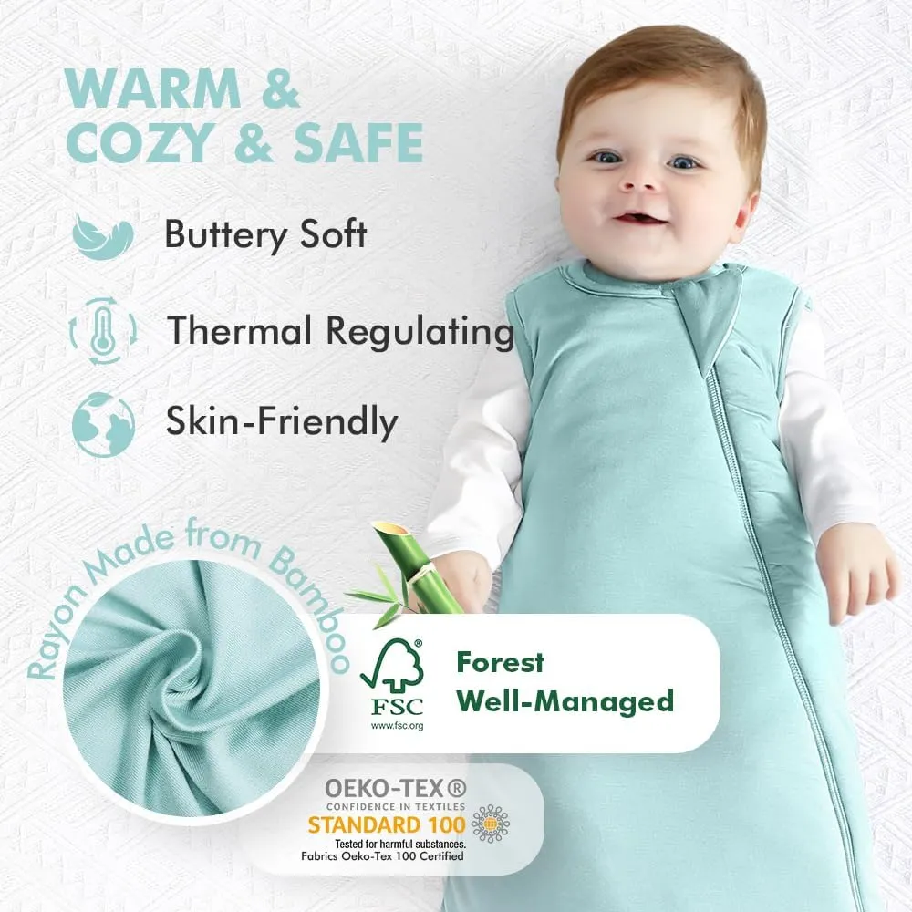 HAPIU Unisex Rayon Made from Bamboo Baby Sleep Sack TOG 1.0, 2-Way Zipper YKK, Wearable Blanket Baby