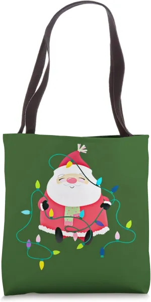 Happy Santa Clause Christmas Lights Jolly For Christmas Tote Bag