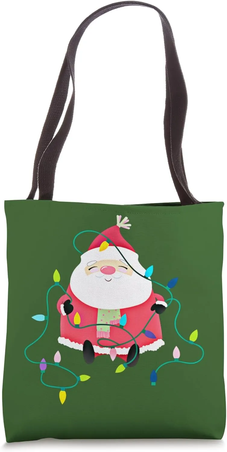 Happy Santa Clause Christmas Lights Jolly For Christmas Tote Bag
