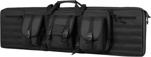 Happybuy Rifle Bag, 36 inch Tactical Double Long Gun Bag, Soft Rifle Case with Lockable Zipper, Portable Handle & Shoulder Strap, 3 Large Storage Pockets, Fits Two 34" Rifles & 2 Pistols, Black