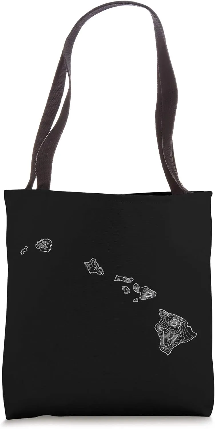 Hawaiian Island Chain Topo Topography Map Hawaii Souvenir Tote Bag