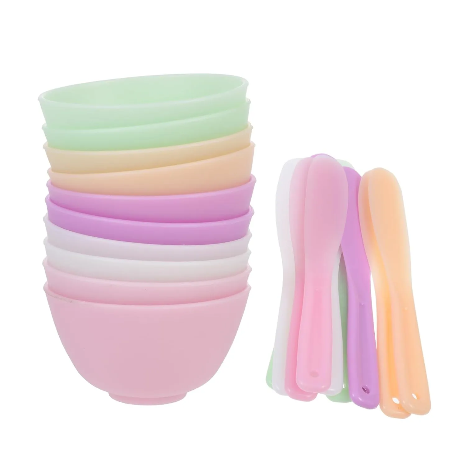Healifty Face Mask Skin Care Facial Brush 10pcs Makeup Mixing Bowl with 10pcs Stick Set Diy Mixing Tool Kit with 10pcs Stick Spatula Silicone Face Cream Lotion Bowls Face Mask Skin Care Facial Mask