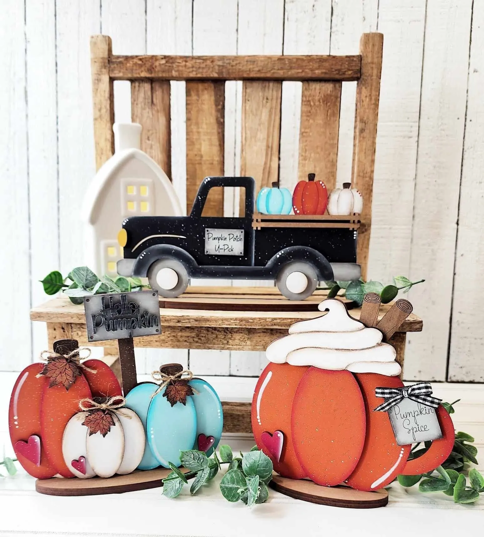Hello Pumpkin Standing Fall Trio DIY Kit - Wood Blanks for Painting
