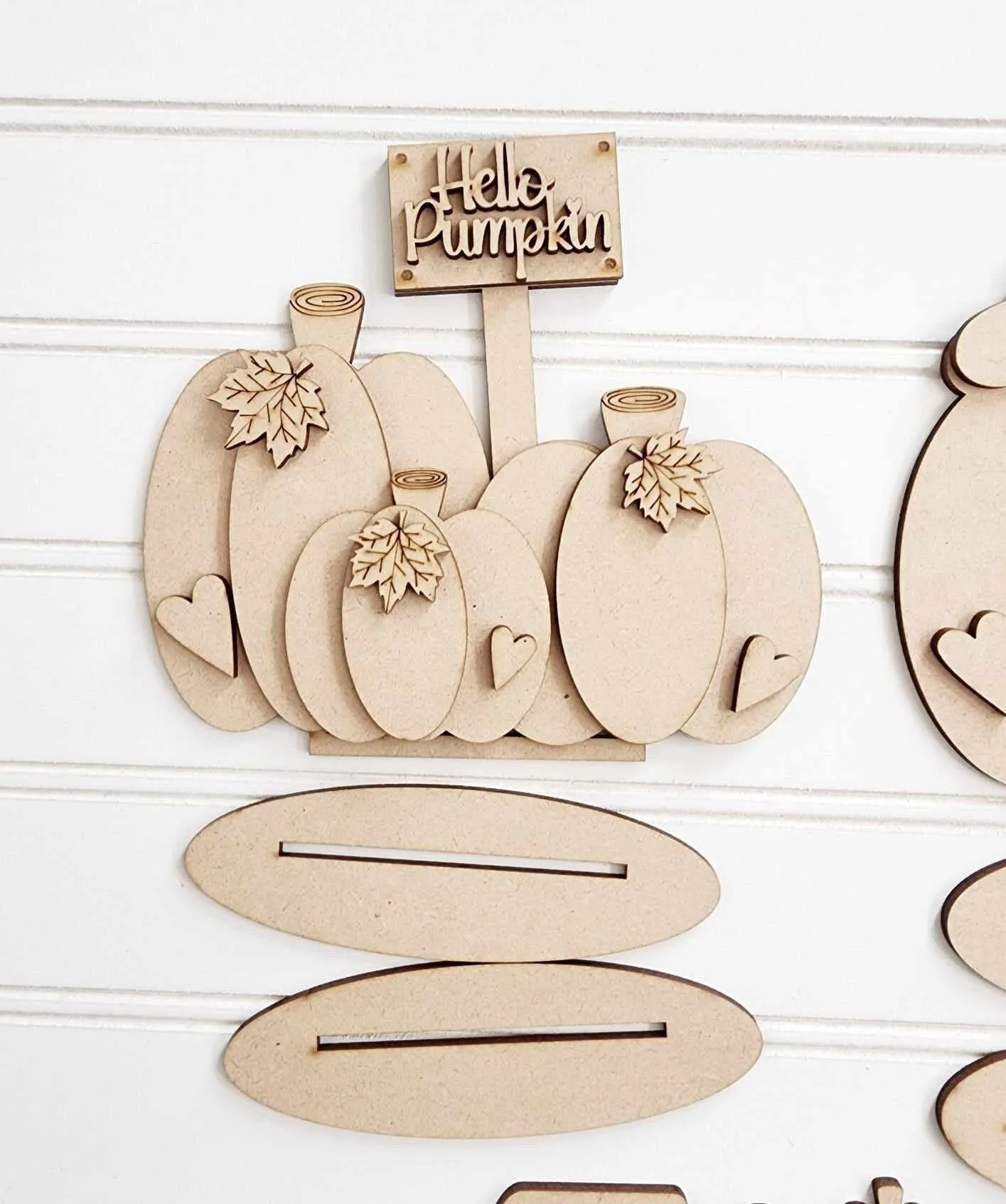 Hello Pumpkin Standing Fall Trio DIY Kit - Wood Blanks for Painting