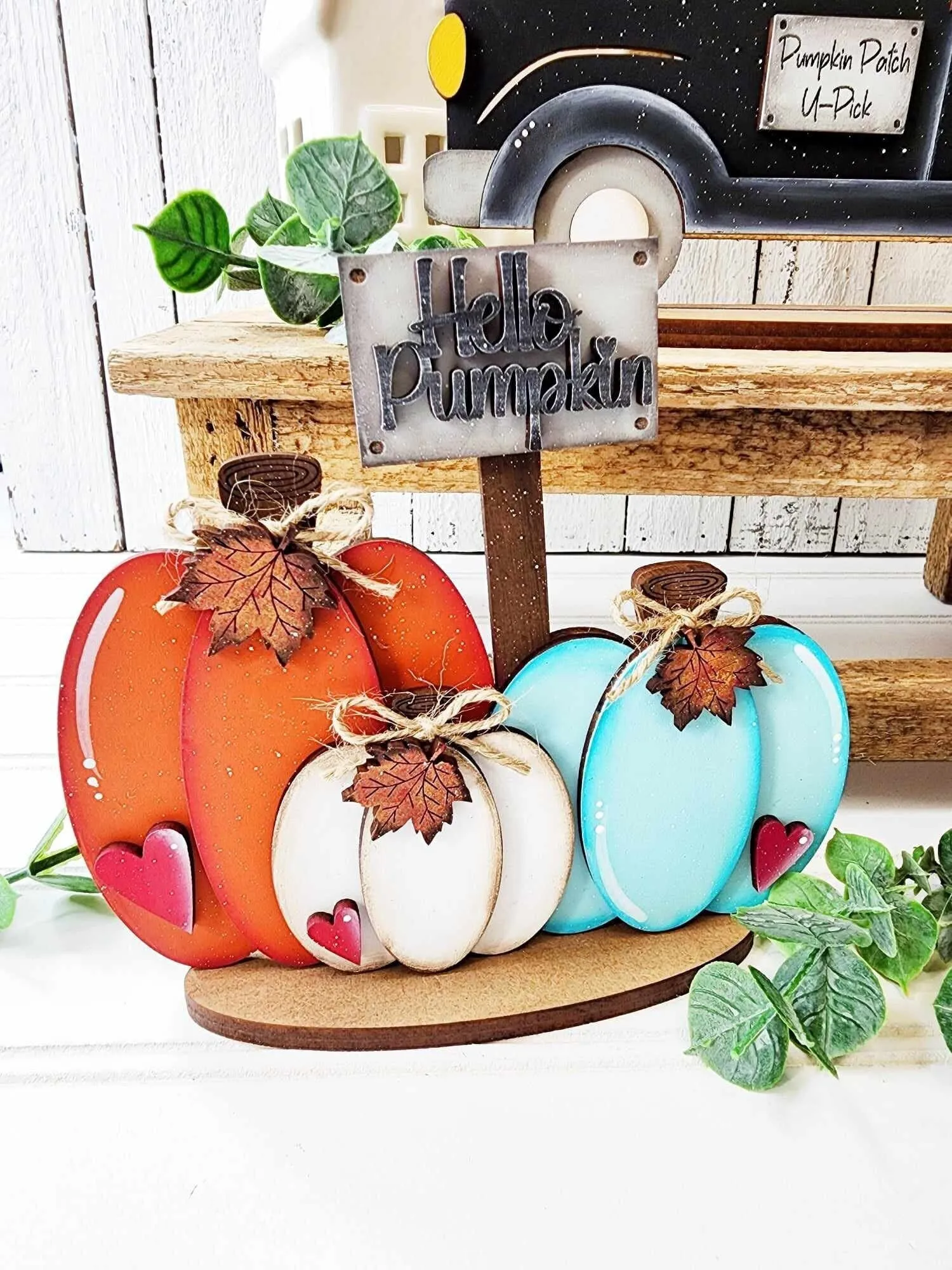 Hello Pumpkin Standing Fall Trio DIY Kit - Wood Blanks for Painting