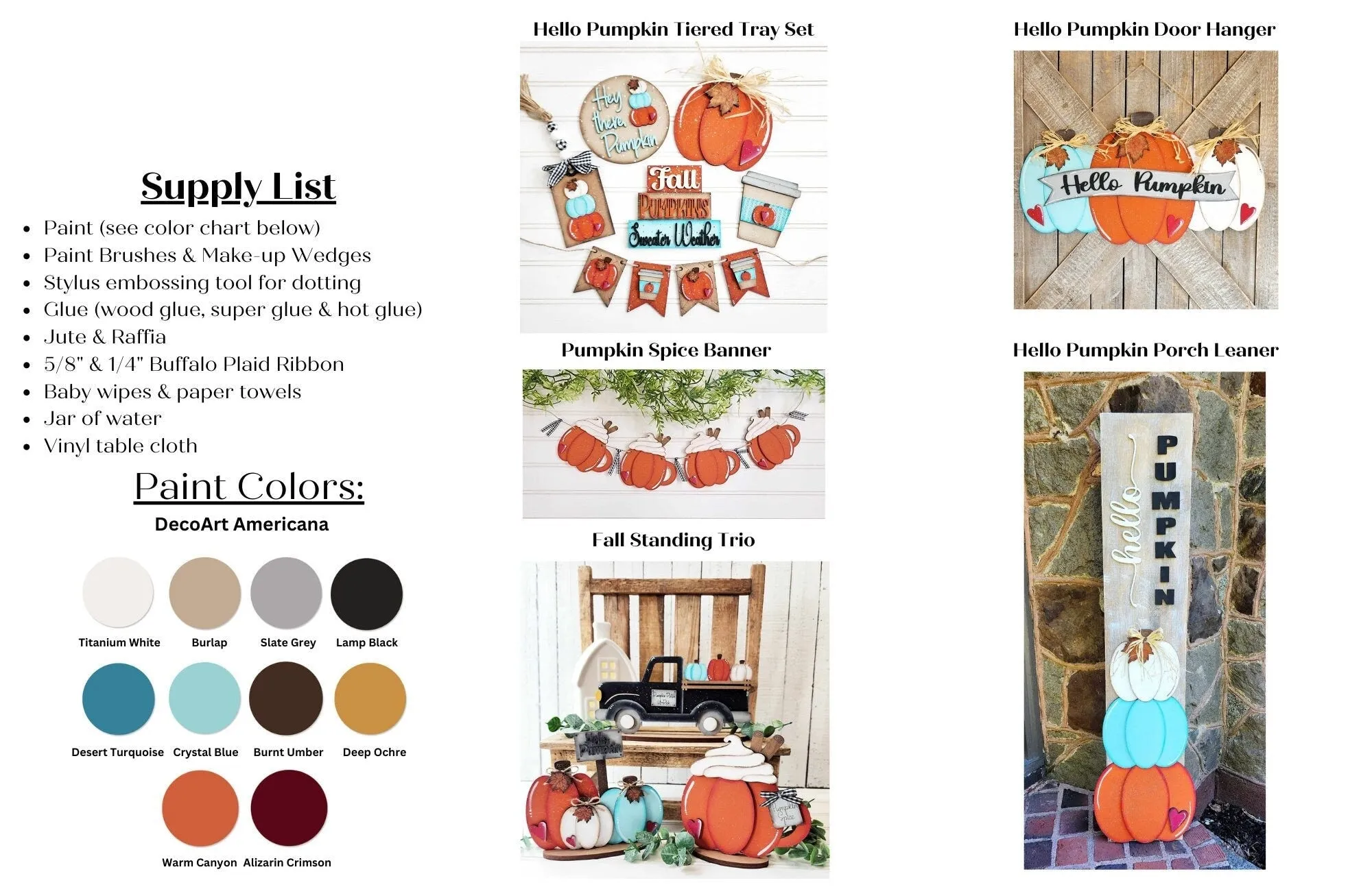 Hello Pumpkin Standing Fall Trio DIY Kit - Wood Blanks for Painting
