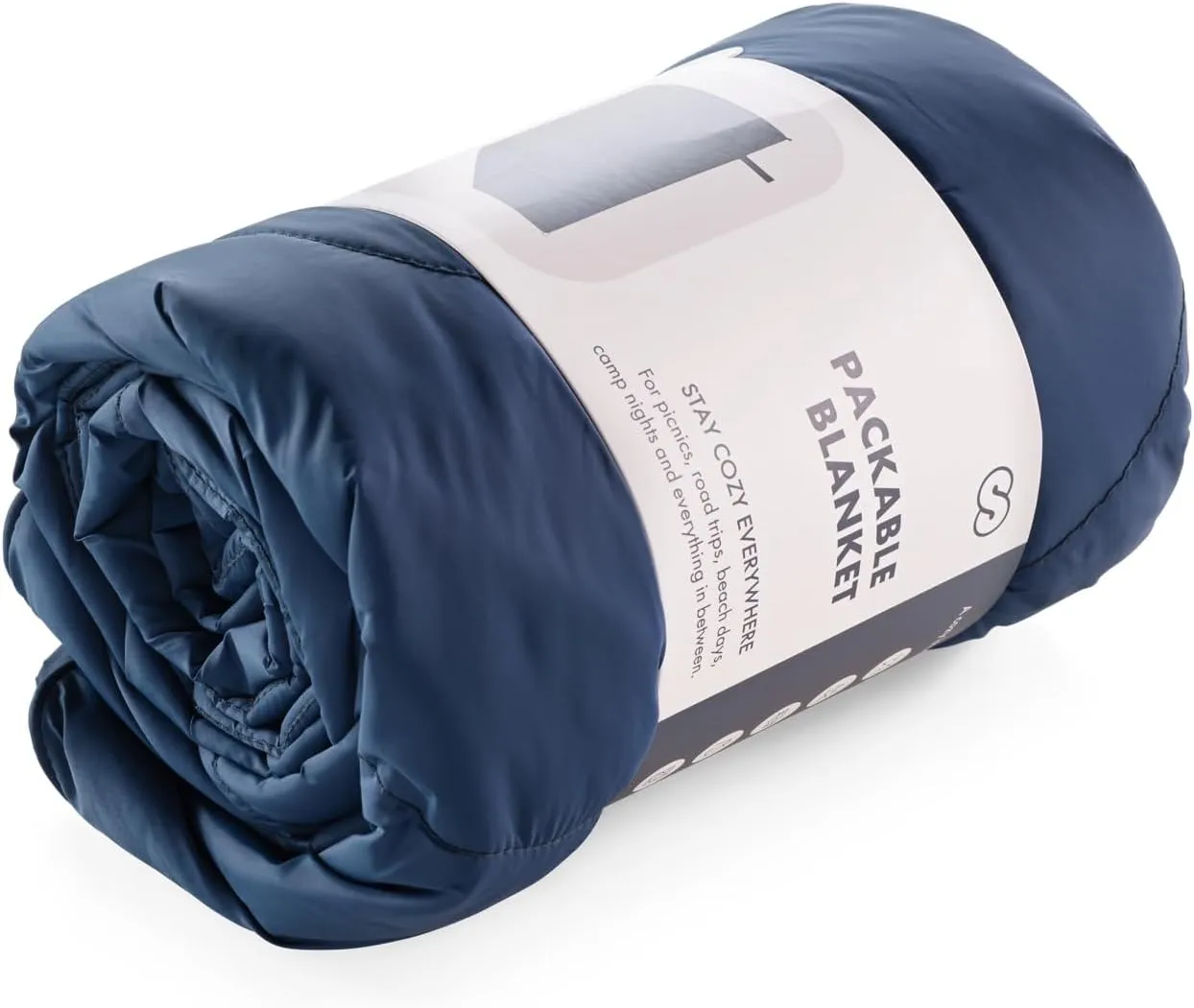 Huzi Infinity Travel - Packable Blanket - Puffy - for Travel Outdoor Picnic Trip Camping Beach - 57 x 38 (Navy)