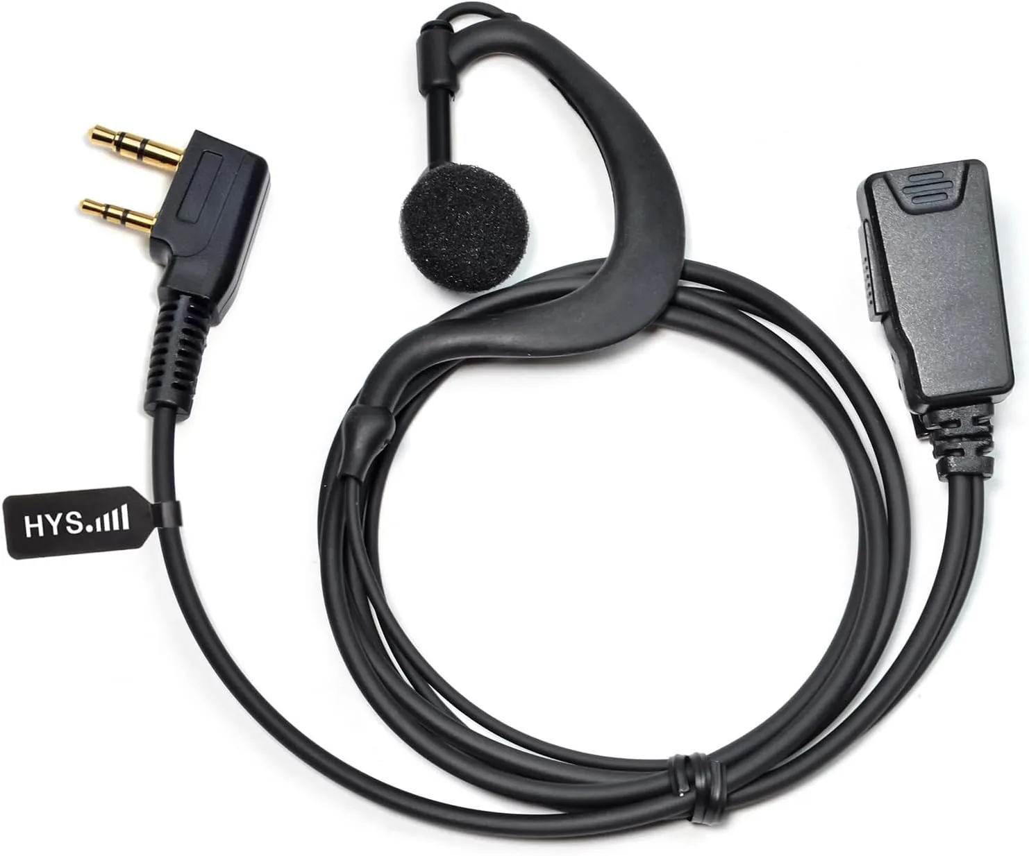 HYS 1-Wire Earpiece with Mic&PTT for Baofeng Walkie Talkie BF-F8HP BF-F9 UV-82 UV-82HP UV-82C UV-5R UV-5R5 UV-5RA UV-5RE UV-5X3 Kenwood NX TK Series 2pin Radios, G Shape Ear Hook