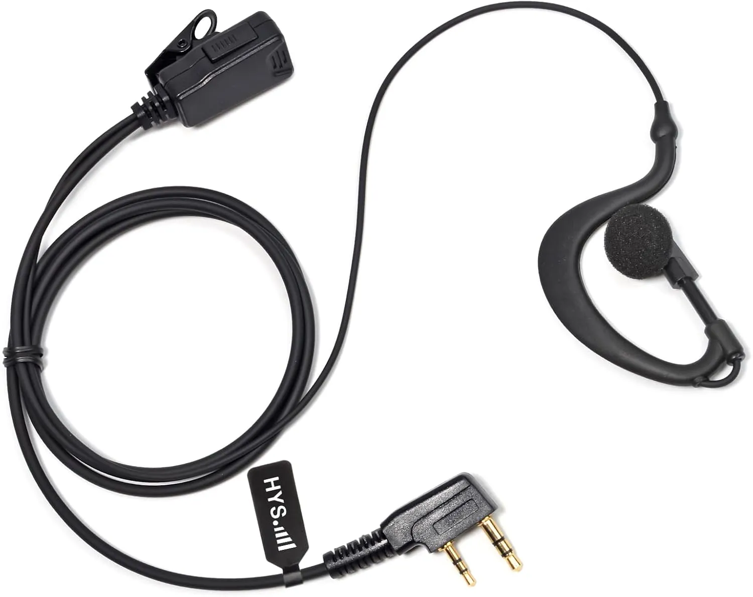 HYS 1-Wire Earpiece with Mic&PTT for Baofeng Walkie Talkie BF-F8HP BF-F9 UV-82 UV-82HP UV-82C UV-5R UV-5R5 UV-5RA UV-5RE UV-5X3 Kenwood NX TK Series 2pin Radios, G Shape Ear Hook