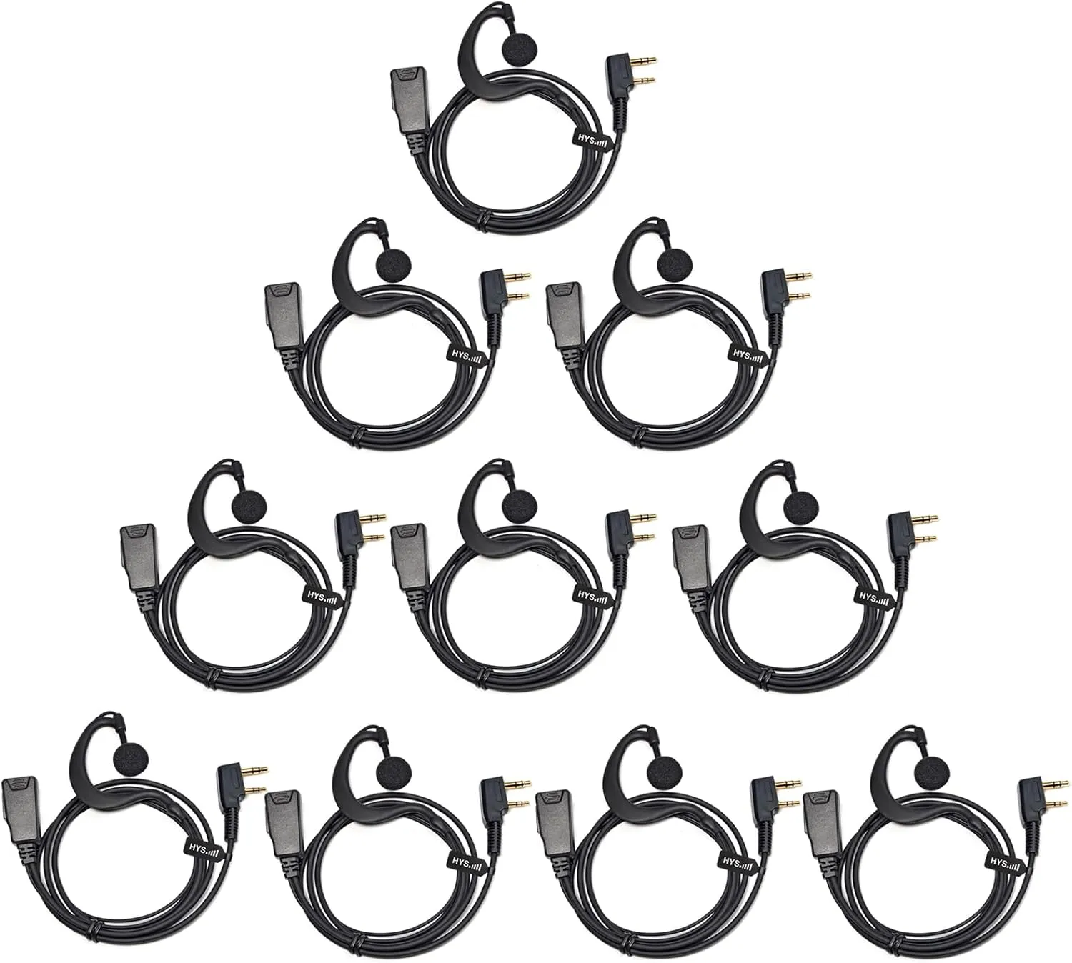 HYS 1-Wire Earpiece with Mic&PTT for Baofeng Walkie Talkie BF-F8HP BF-F9 UV-82 UV-82HP UV-82C UV-5R UV-5R5 UV-5RA UV-5RE UV-5X3 Kenwood NX TK Series 2pin Radios, G Shape Ear Hook