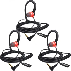 HYS 3.5mm Listen ONLY/Receive ONLY Headset, 3.5mm Listen Only Earpiece for Law Enforcement&Police Security with G Shape for Motorola Kenwood Baofeng Shoulder Speaker Microphones, Wired, 3pcs