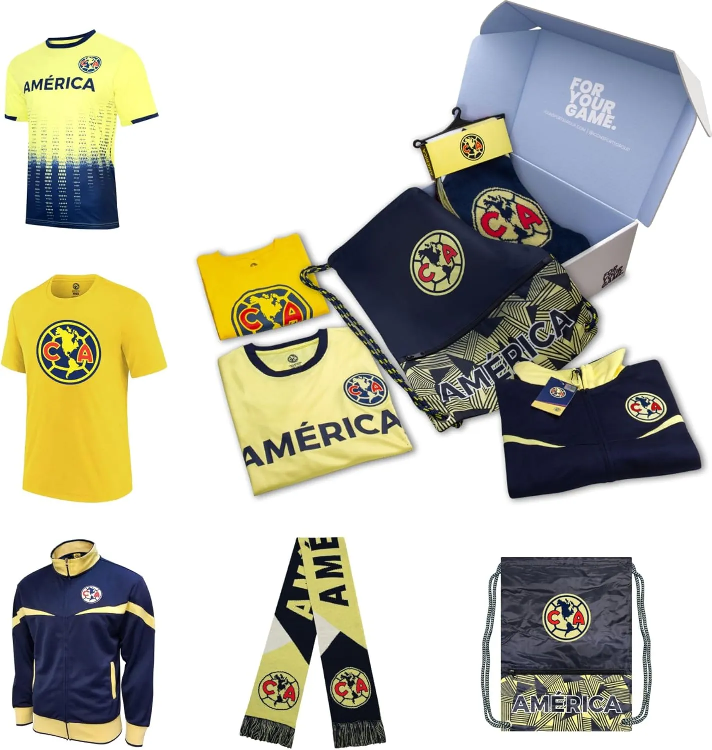 Icon Sports Ultimate Fan Pack: Officially Licensed Club America Soccer Bag, Scarf, Jacket & Shirts 5 Piece Value Set