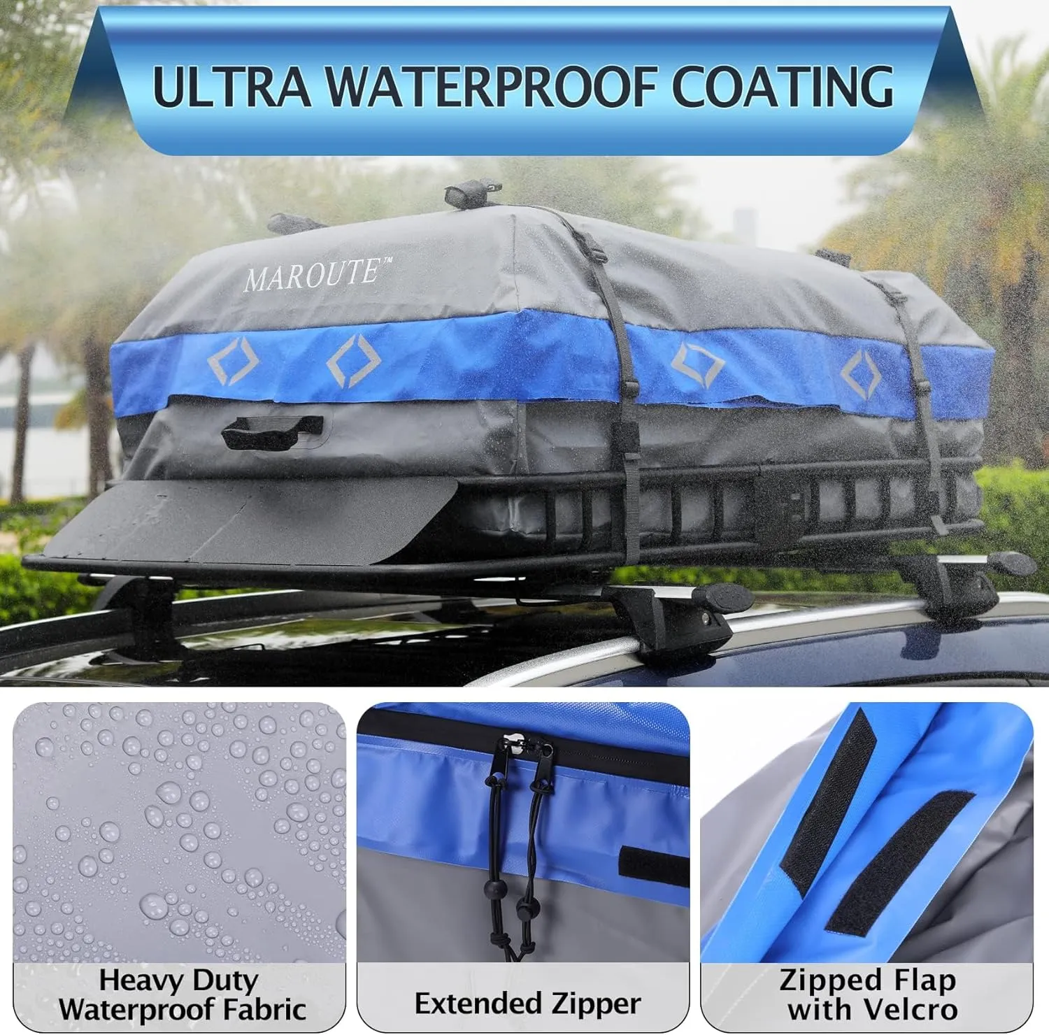 IDEALHOUSE 2024 New Rooftop Cargo Carrier Bag – 21 Cu Ft Heavy-Duty Robust Waterproof & Durable Storage Bag, Universal Fit with 8 Door Hooks