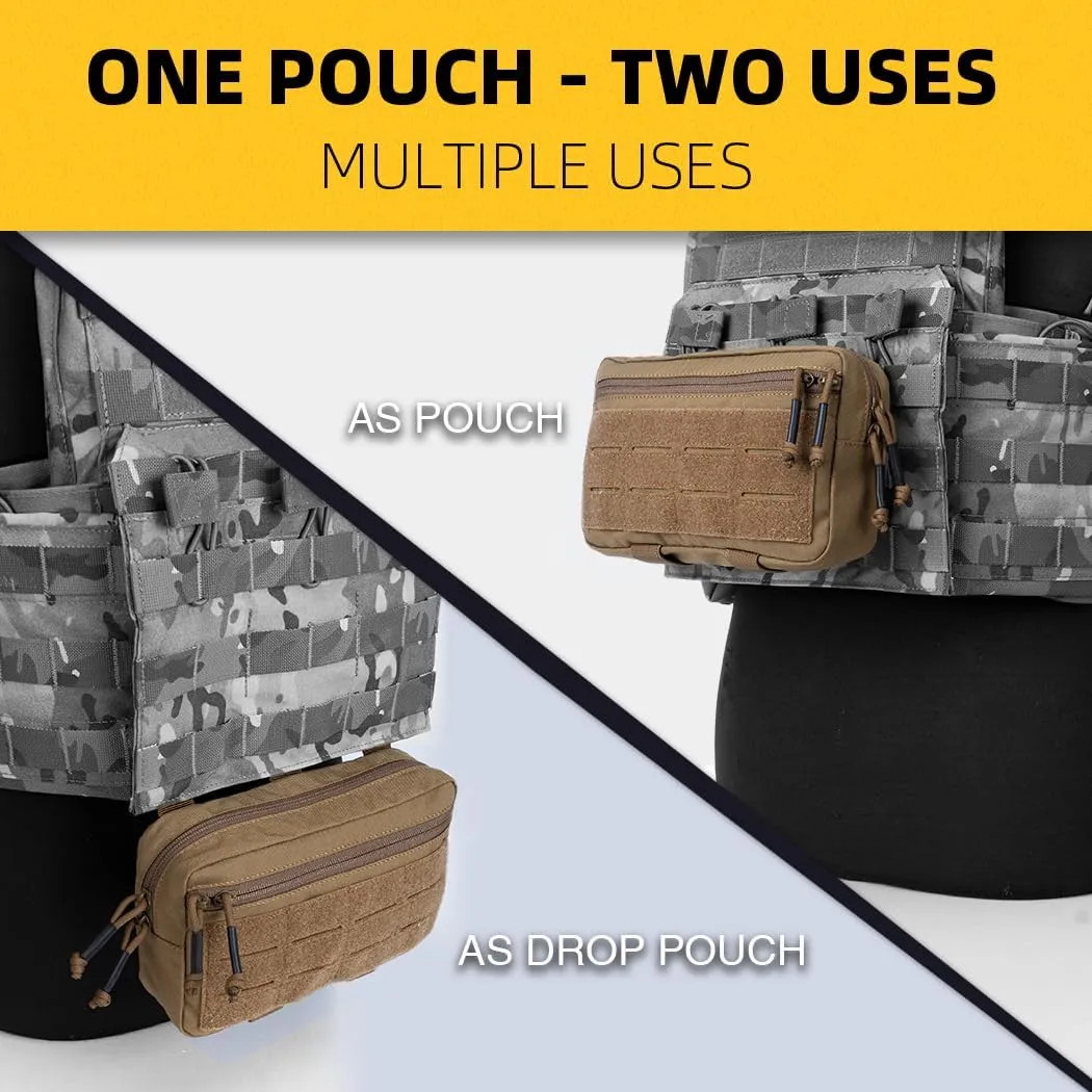 IDOGEAR MOLLE Pouch Admin Dump Sub Abdominal Drop Pouch Dual-Purpose Carrying Kit EDC Bag with MOLLE Hook and Loop Panels 500D Nylon
