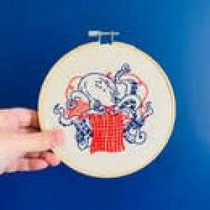Industrious Octopus Embroidery Kit by Hook, Line, and Tinker Embroidery