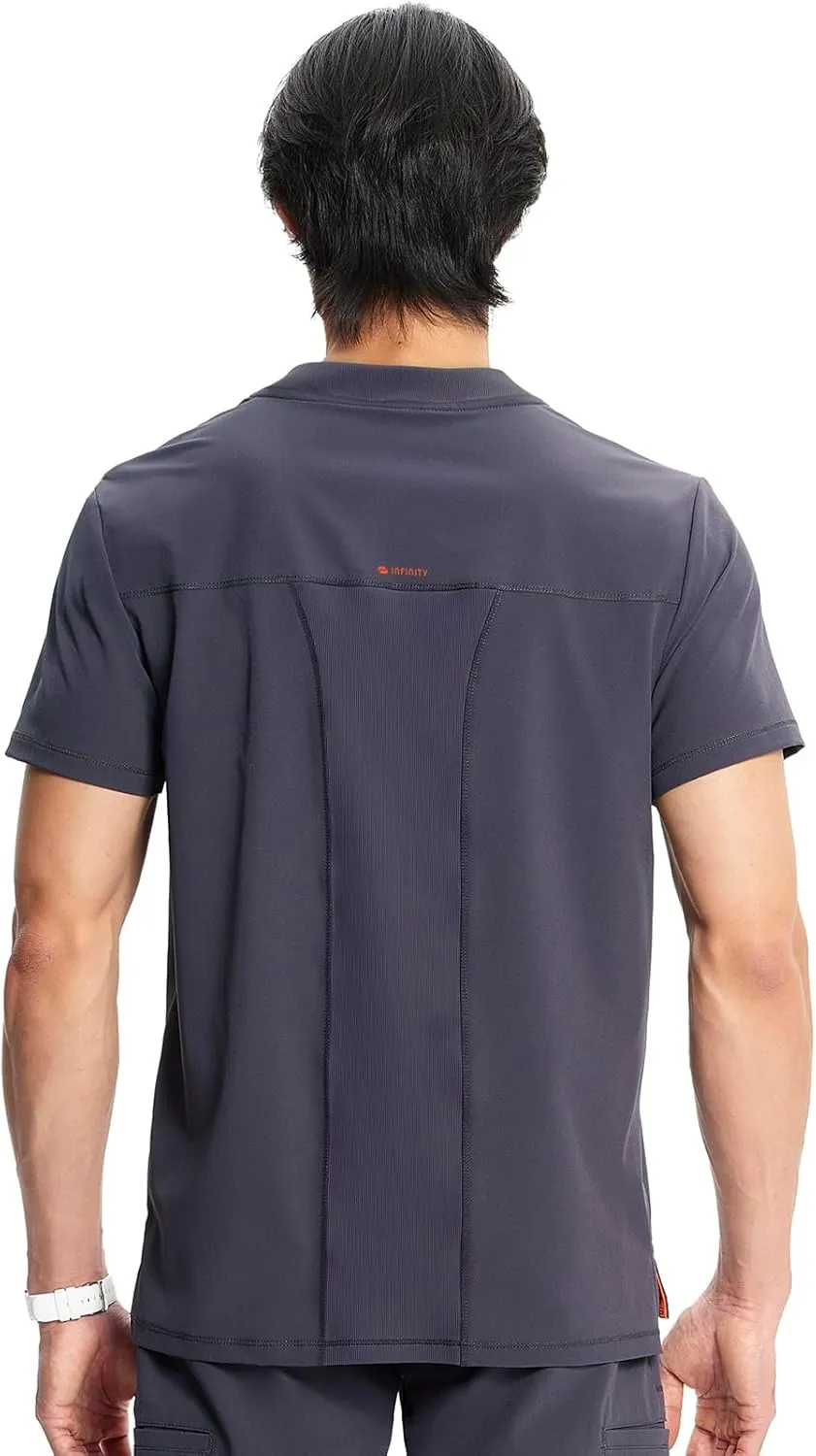Infinity Cherokee Men's V-Neck Scrub Top with Rib-Knit Neckline, Front Shoulder Yokes, and a Center Back Panel IN700A