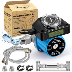 Instant Hot Water Recirculating Pump with 304 Stainless Steel Sensor Valve for Tank Water Heaters Circulator pump with Timer Recirculating System with Complete Kit 20'' PEX Supply Lines