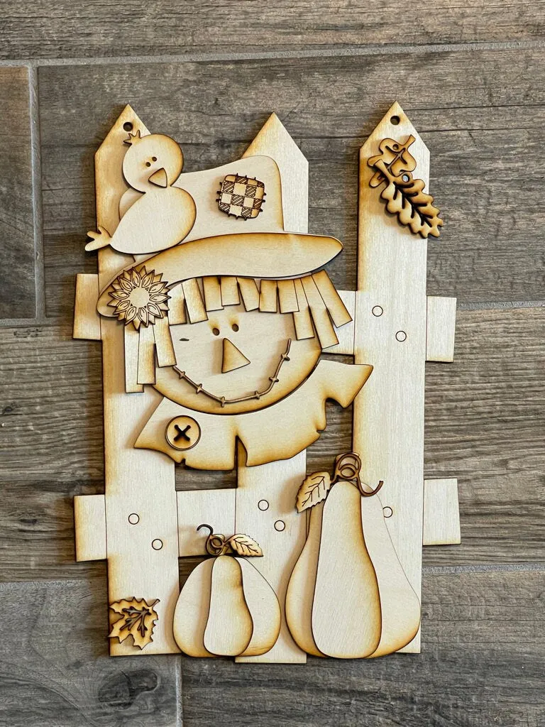Interchangeable Fence Paint Kit - Scarecrow on Fence Door Hanger DIY Fall Kit