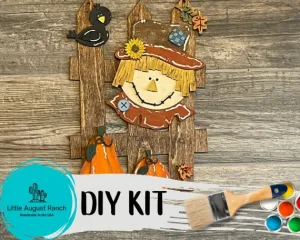 Interchangeable Fence Paint Kit - Scarecrow on Fence Door Hanger DIY Fall Kit