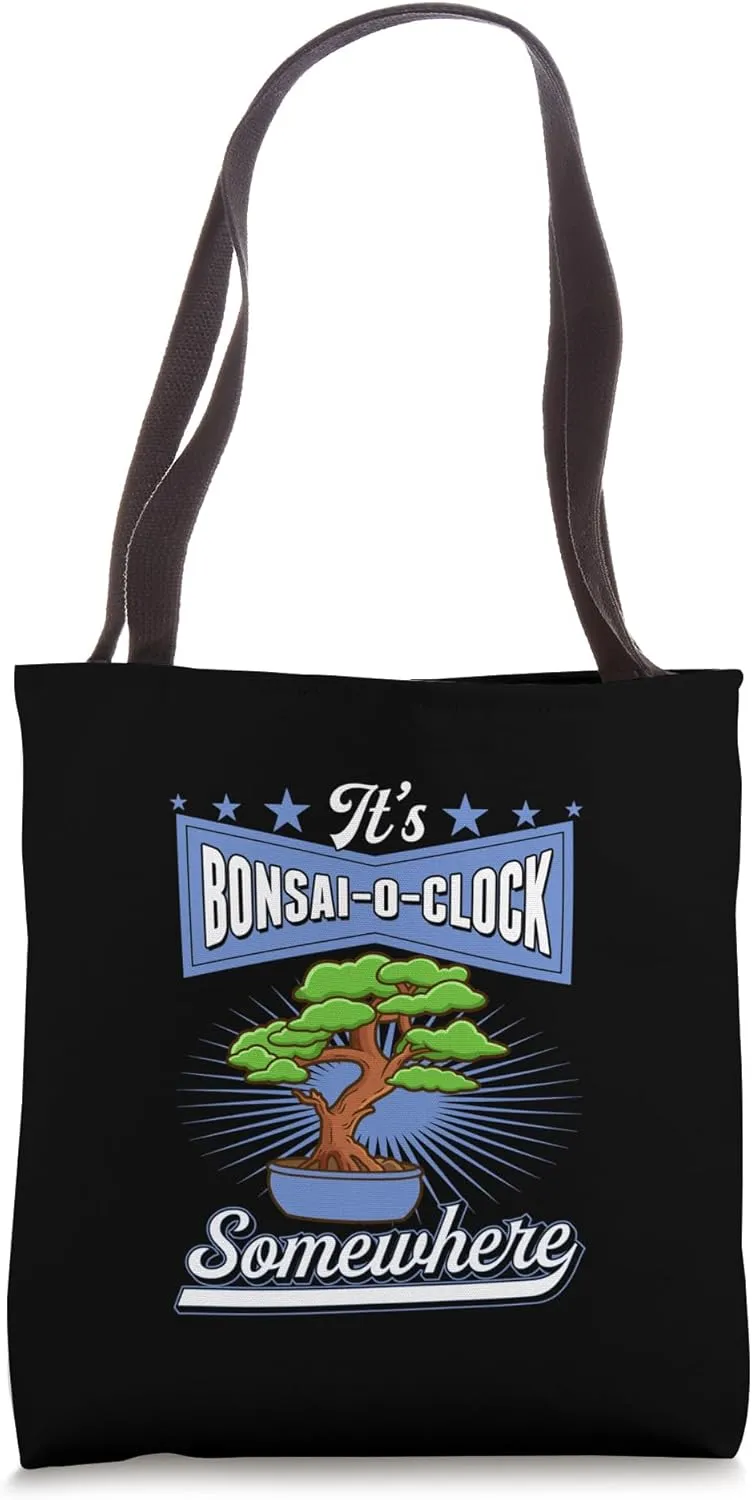 It's Bonsai O Clock Somewhere Retro Tote Bag