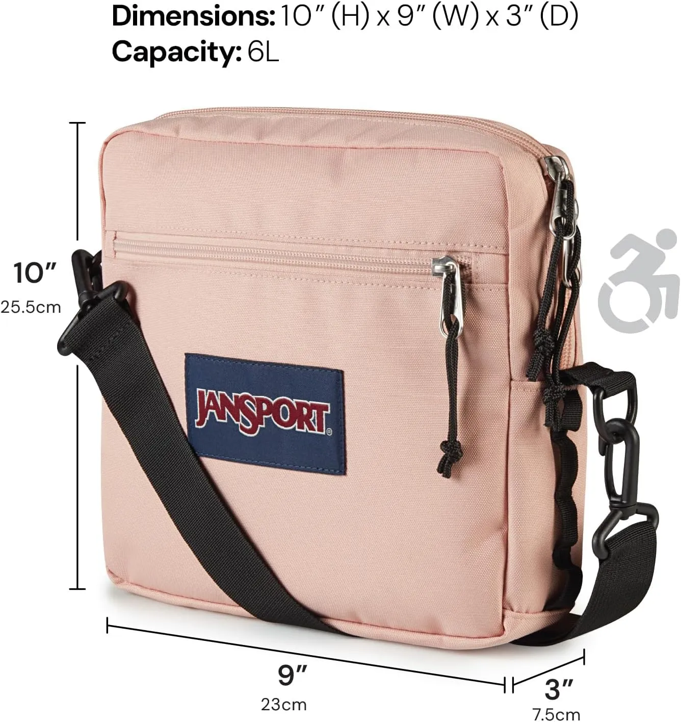JanSport Central Adaptive Accessory Bag – Wheelchair & Walker Compatible, Versatile Carry Options, Tuck-Away Adjustable Loops, SaniStash Pocket for Easy Access, Bad Bows