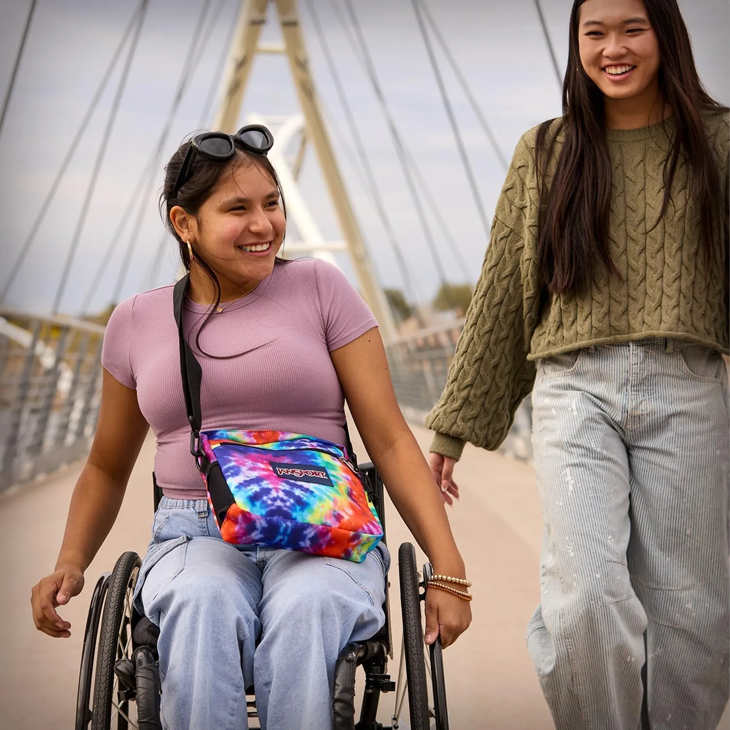 JanSport Central Adaptive Accessory Bag – Wheelchair & Walker Compatible, Versatile Carry Options, Tuck-Away Adjustable Loops, SaniStash Pocket for Easy Access, Misty Rose