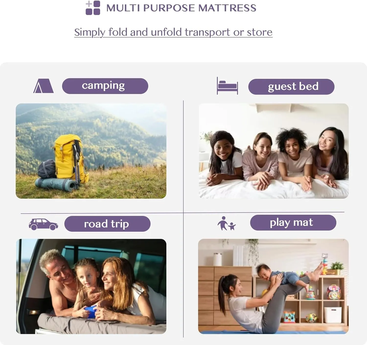 Japanese Floor Mattress Futon Mattress, Extra Thick Roll Up Mattress Bed Topper Mat for Guest, Lounger or Travel, Gray, Queen