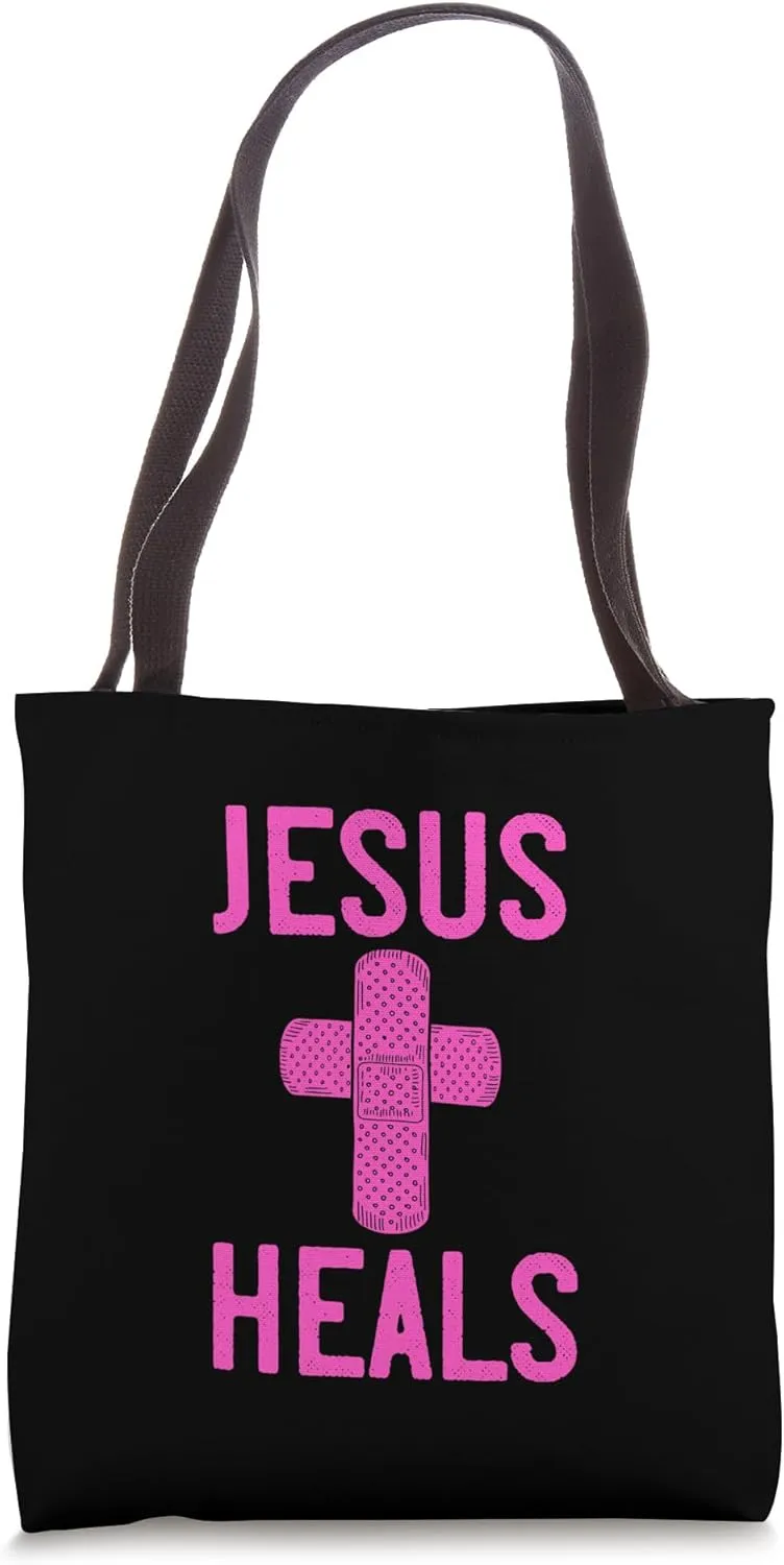 Jesus Heals Wholesome Christian Quote Tote Bag