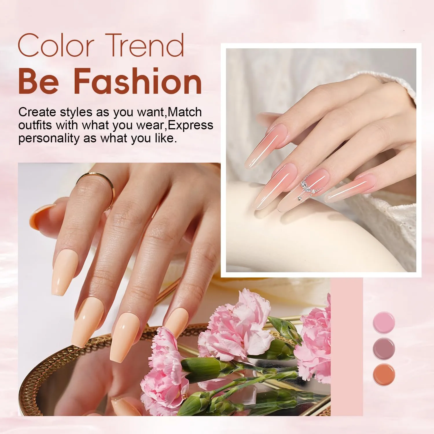 JEWHITENY Poly Extension Gel Kit With 48W LED Nail Lamp 14 Colors Builder Extension Gel All-in-One French Kit Nail Art Design Beginner Kit