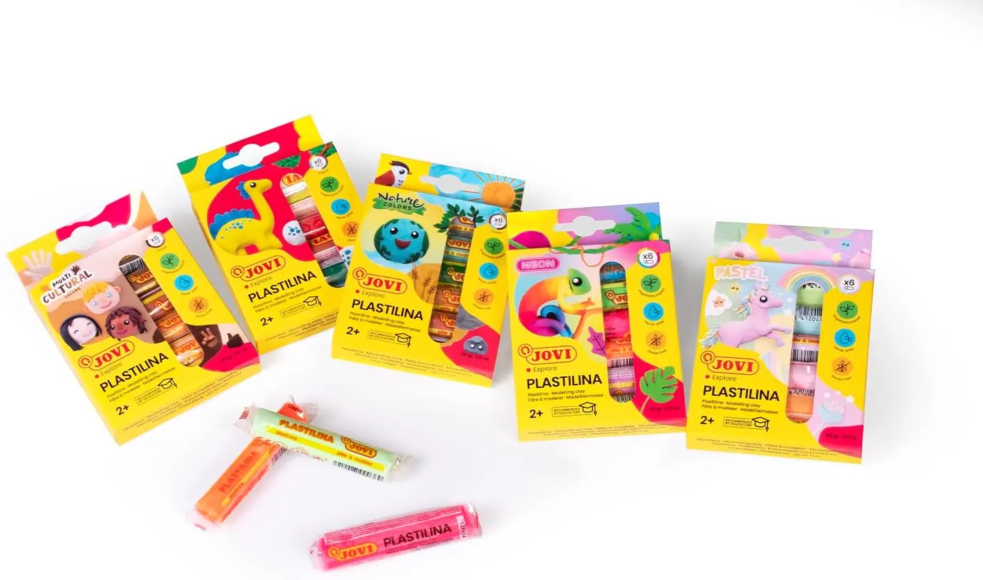 Jovi - Plastilina, 30 Non-Drying Modeling Clay Bars, 0.53 oz Each Bar, Total Weight 15.9 oz, Non-Toxic and Gluten-Free, Perfect for Arts and Crafts Projects, Gift Pack