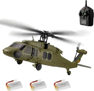 K170 UH60L RC Helicopter, Remote Controlled Helicopter for Adults Beginners, 2.4G 4CH RC Plane 6-Axis Gyroscope Altitude Hovering Military Aircraft Aileronles (3 Batteries)
