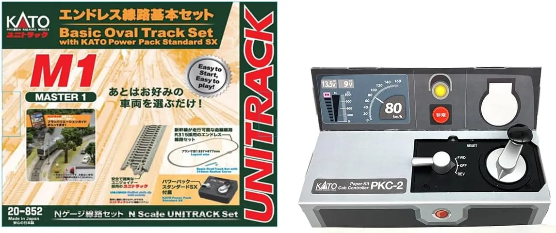 KATO 20-852CP24w Beginning N Gauge Endless Track Basic Set, Master 1, KATO Driving Play Kit (Paper Craft) Included, Railway Model, Introduction Set