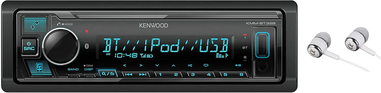Kenwood Bluetooth USB MP3 WMA AM/FM Digital Media Player Dual Phone Connection Pandora Car Stereo Receiver/Free Alphasonik Earbuds